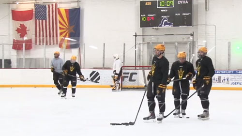 Arizona State University ice hockey forward Chris Blessing admits he wasn't ready last year, but a year of hard work and focus is not only getting him time on the ice but setting an example for the rest of the 6-0 Sun Devils. Cronkite News' <b>Elle Johns</b> has the story.